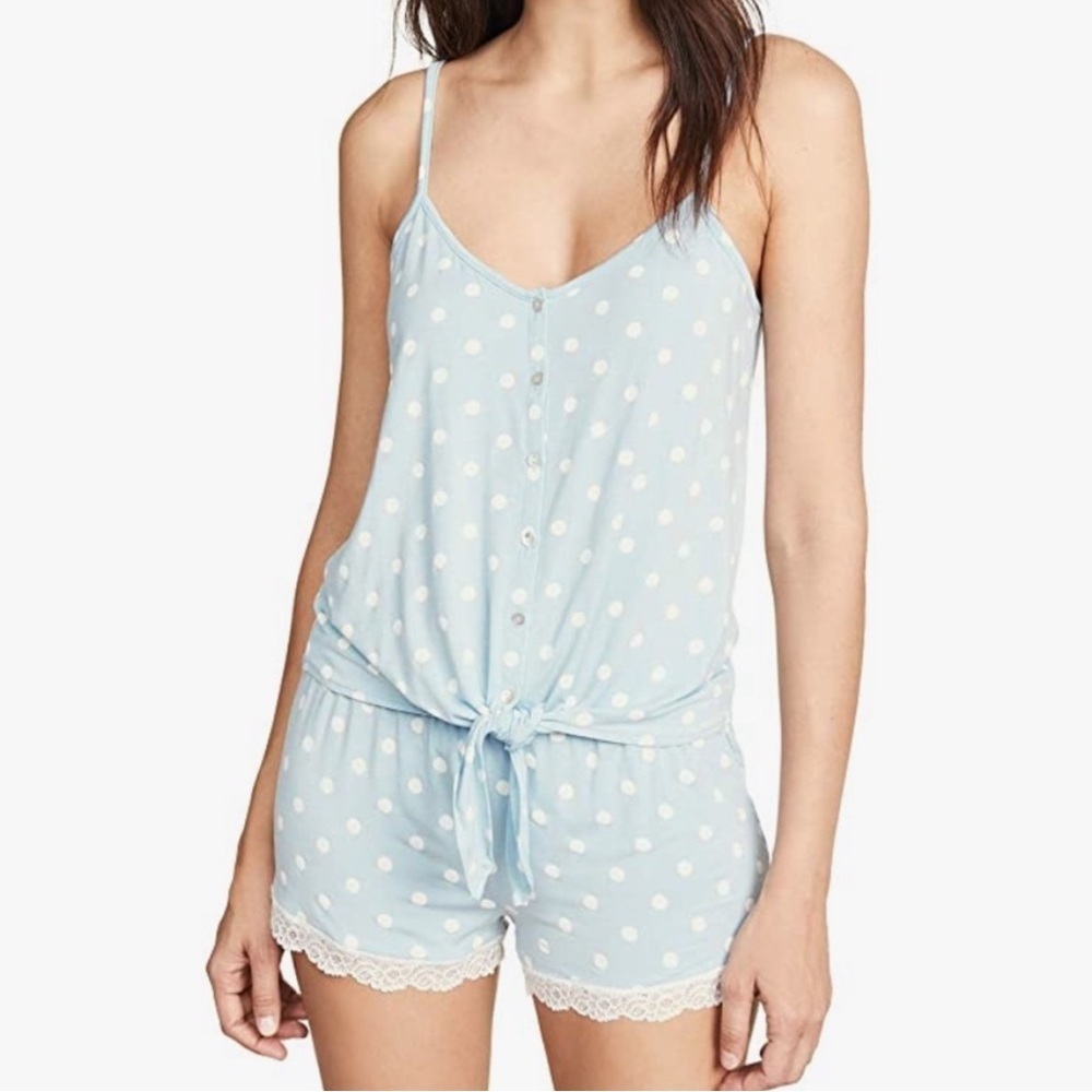 PJ Salvage NEW Baby Blue Polka Dot Spaghetti Strap Cami Sleep Tank Top Shirt